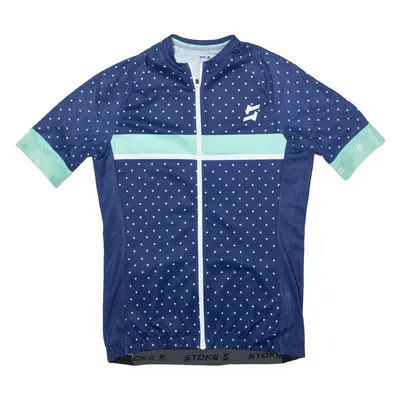 STOKE Full Zip Cycling Mens Jersey Blue High Neck M