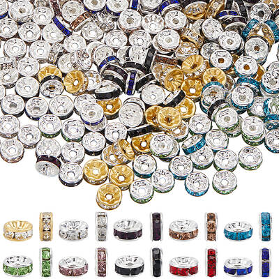 300pcs 10 Colors Brass Rhinestone Spacer Beads