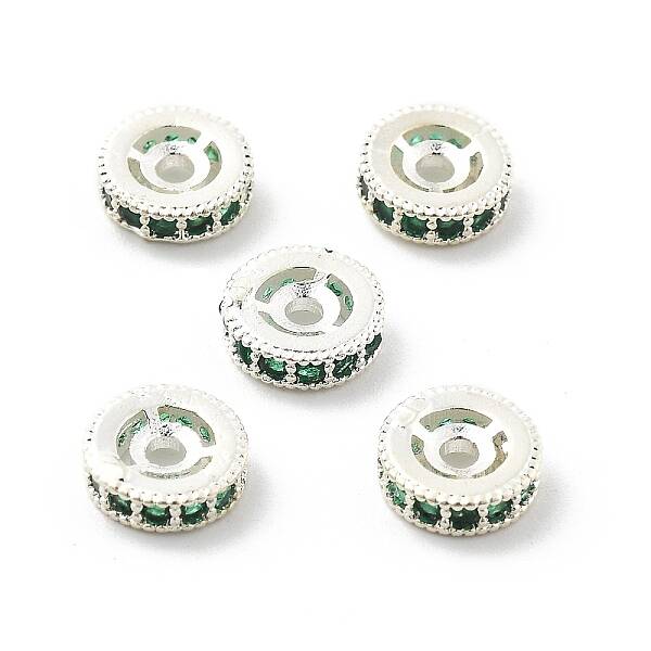 Brass Micro Pave Cubic Zirconia Beads
