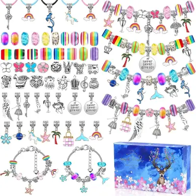 Bracelet Making Kit, 112pcs DIY Charm Bracelet Making Kit Including Jewelry Beads, Snake Chains, DIY Crafts Making Material, ...