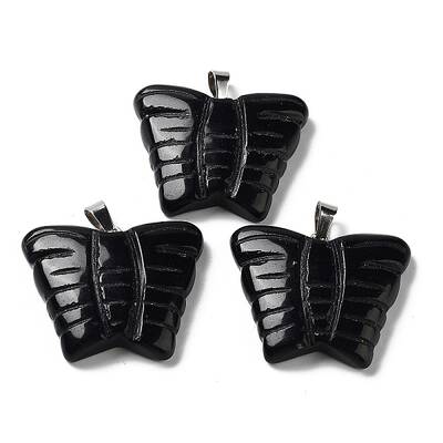 Natural Obsidian Carved Pendants