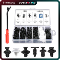 100 PCS Bumper Retainer Clips Car Rivets Fasteners Retainer Kit and 1 Fastener Removers Most Popular Sizes Auto Push Pin Rive...