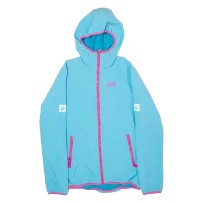 JACK WOLFSKIN Boys Shell Jacket Blue Hooded 14Y