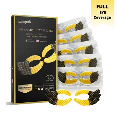 SAHIPUB Full Eye Coverage Eye Masks for Eliminating Eye Bags, Wrinkles, Dark Cycles, Anti Aging Treatment Castor Oil Collagen...