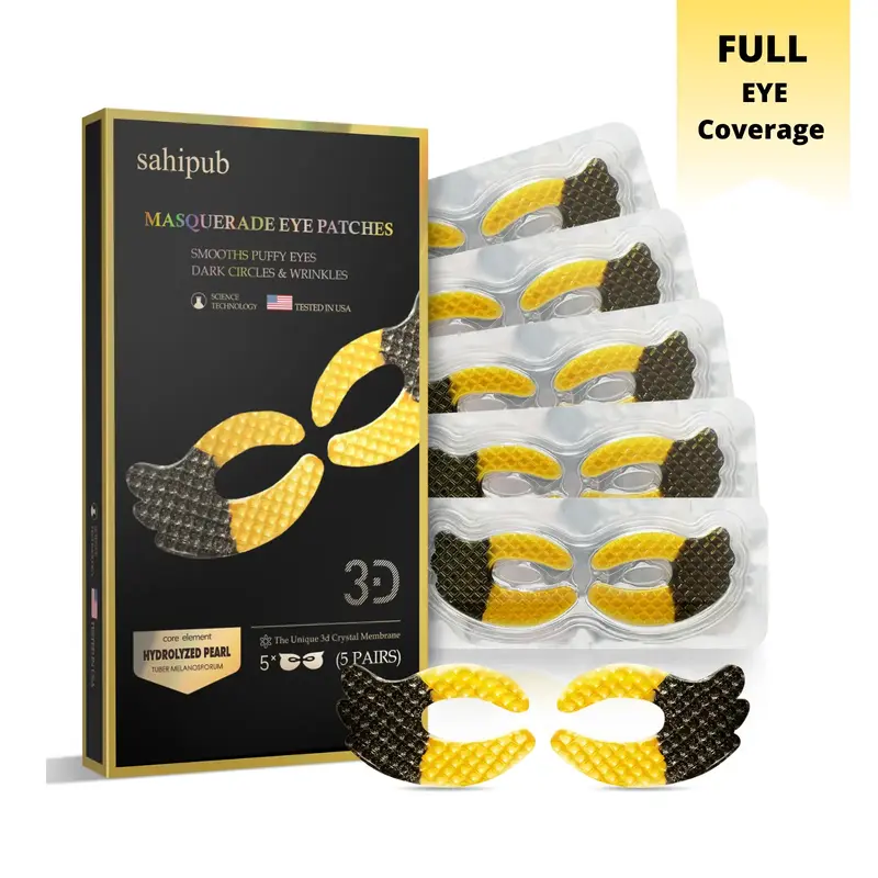 SAHIPUB Full Eye Coverage Eye Masks for Eliminating Eye Bags, Wrinkles, Dark Cycles, Anti Aging Treatment Castor Oil Collagen...