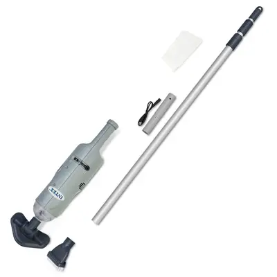 Intex Rechargeable Handheld Above Ground Pool Vacuum Cleaner with 2 Brush Heads