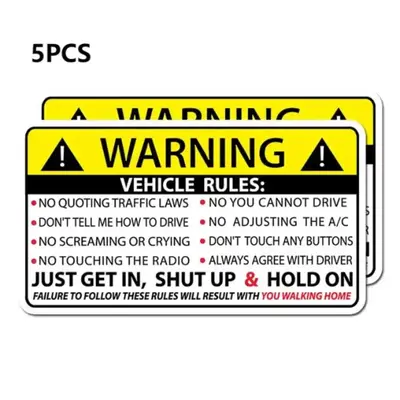 Vehicle Rules Safety Warning Sticker, 5pcs/set Funny Vehicle Sticker for Cars, Trucks, Taxis