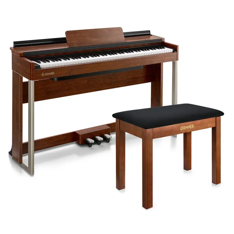 Donner DDP-200 Graded Hammer Action Digital Piano - Piano+Brown Bench / Brown
