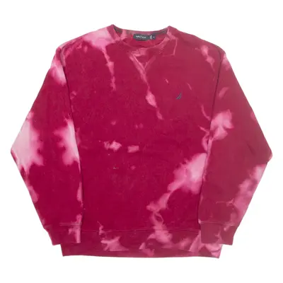 NAUTICA Tie-Dye Mens Sweatshirt Maroon Crew Neck XL