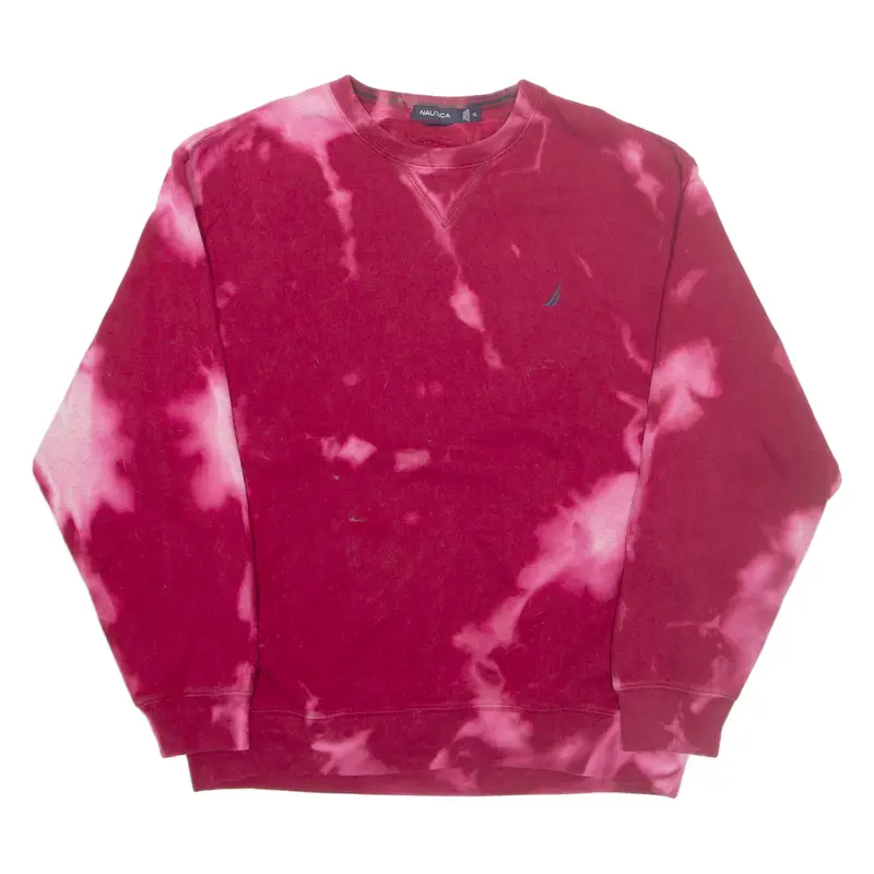 NAUTICA Tie-Dye Mens Sweatshirt Maroon Crew Neck XL