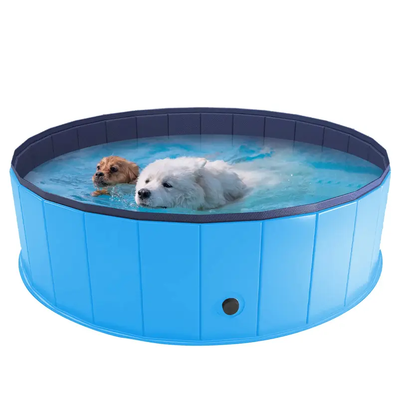 MALFT Foldable Dog Pool Collapsible Hard Plastic Pet Swimming Pool Portable Bath Tub for Dogs Cats 48x12 Inches Gray Color