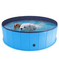 Niubya Foldable Dog Pool Collapsible Hard Plastic Pet Swimming Pool Portable Bath Tub for Dogs Cats 48x12 Inches Gray Color