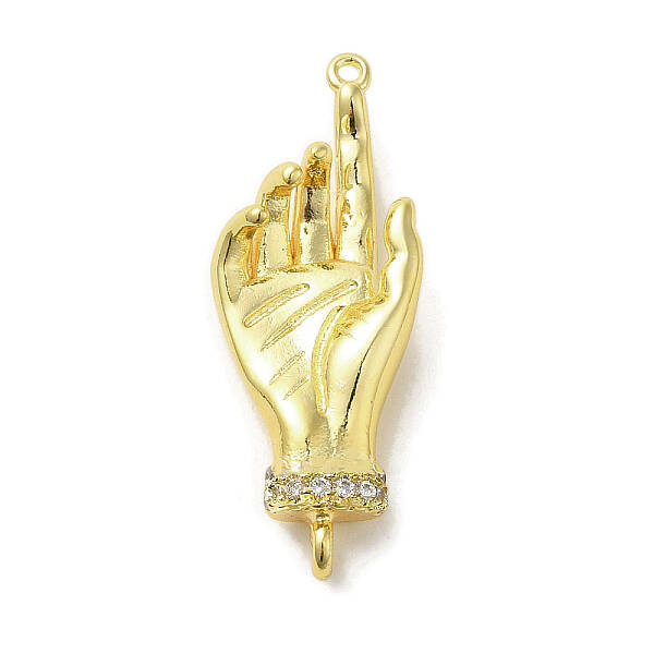Brass Micro Pave Clear Cubic Zirconia Palm Connector Charms