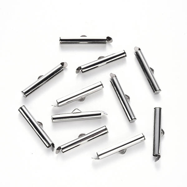 Non-Tarnish 304 Stainless Steel Slide On End Clasp Tubes