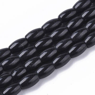 Natural Black Stone Beads Strands