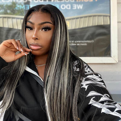 Silver Highlight Straight Lace Front Wig / BGMgirl