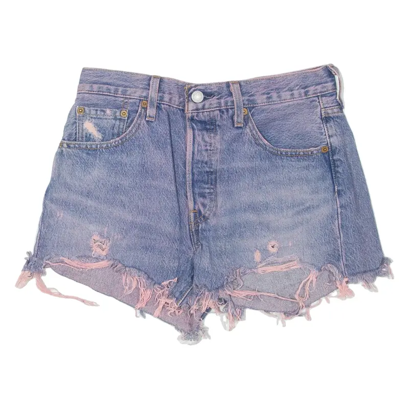 LEVI'S 501 BIG E Cut-Off Womens Denim Shorts Blue XS W25