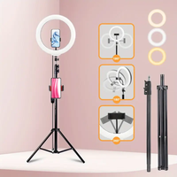 12 Inch Selfie Ring Light with 63 Inch Extendable Tripod, Selfie Light with Mobile Phone Holder Control, Dimmable LED Ring Li...
