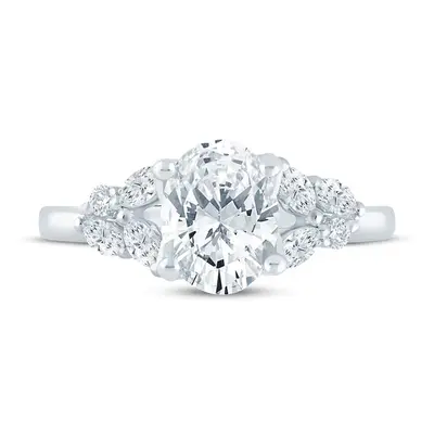14K White Gold 1 to 3.5 CT.T.W. Marquise Cut Lab Created Diamond Engagement Ring D-VVS1 IGI Certified
