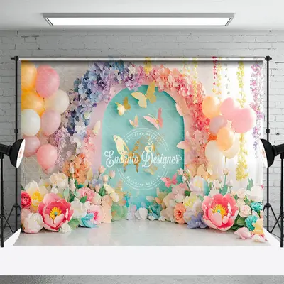 Aperturee Colorful Floral Butterfly Aesthetic Photo Backdrop, 3X2FT(1MX0.6M), 14 USD, fine art backdrops, ENHD1J52-M