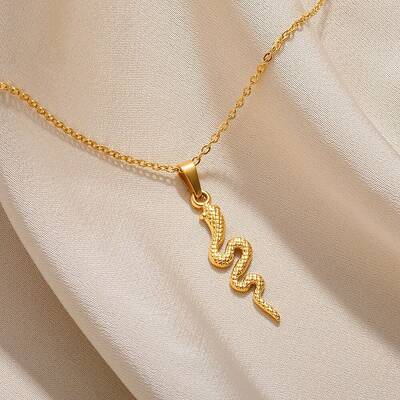 304 Stainless Steel Snake Pendant Necklaces for Women Men