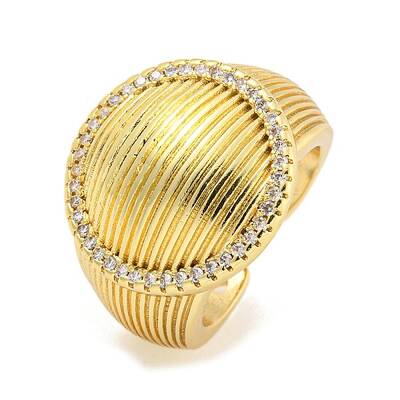 Clear Cubic Zirconia Wide Open Cuff Ring