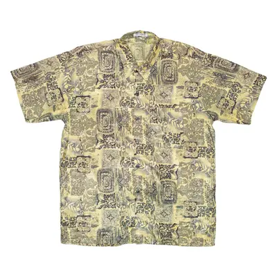 Mens Shirt Brown Silk Crazy Pattern L
