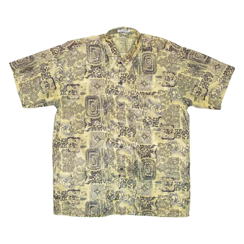 Mens Shirt Brown Silk Crazy Pattern L
