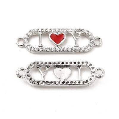 Brass Micro Pave Clear Cubic Zirconia Connetor Charms