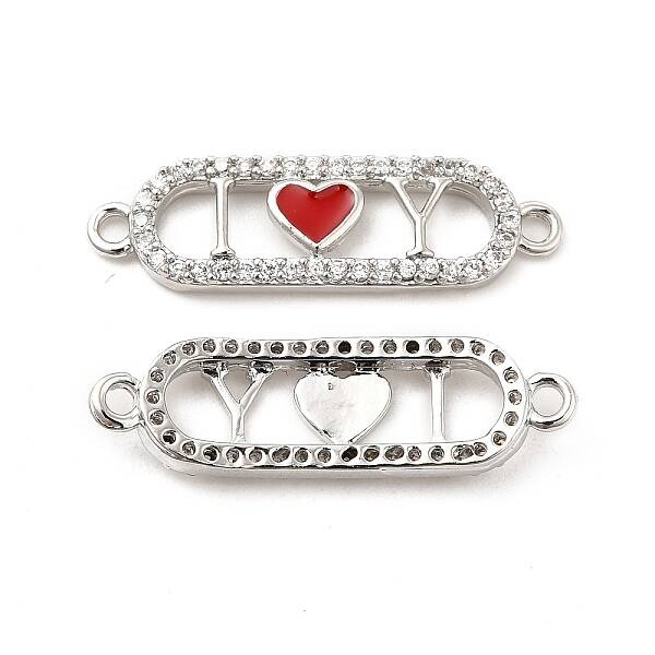Brass Micro Pave Clear Cubic Zirconia Connetor Charms