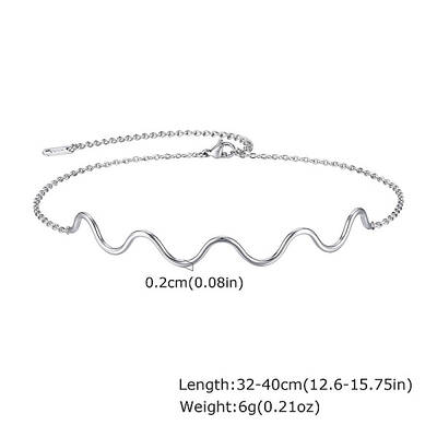 Wave Shaped 304 Stainless Steel Link Chain Necklaces for Women