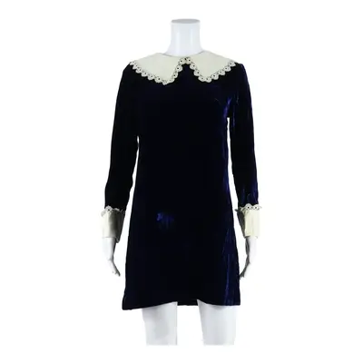 SIRO Womens Shift Dress Blue Velvet Long Sleeve Knee Length L