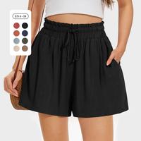 [NEW] UEU Womens Linen Pants Summer Wide Leg Casual Loose High Waist Drawstring Palazzo Capri with Pockets