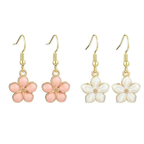 Flower Alloy Enamel Dangle Earrings for Women