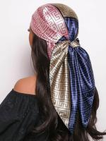 Geometric Pattern Satin Scarf, Soft Comfortable Head Scarf, Fashionable Hair Accessories for Women & Girls, Suitable for Fash...