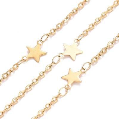 PVD Vacuum Plating 304 Stainless Steel Star Link Cable Chains