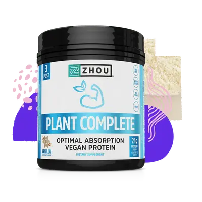 Plant Complete Optimal Absorption Vegan Protein with Shiitake Mushroom Mycelia 21g Amino Acids for Fitness Muscle Support Rec...