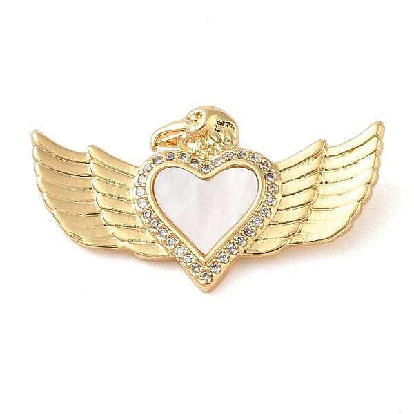 Brass & Shell & Clear Cubic Zirconia Pendants