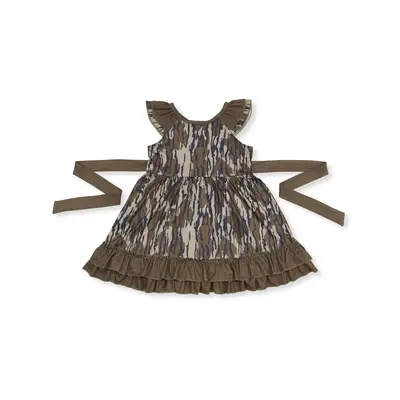 Girls Camo Flutter Sleeved Dress