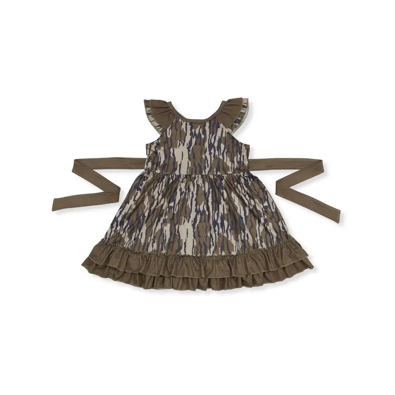 Girls Camo Flutter Sleeved Dress