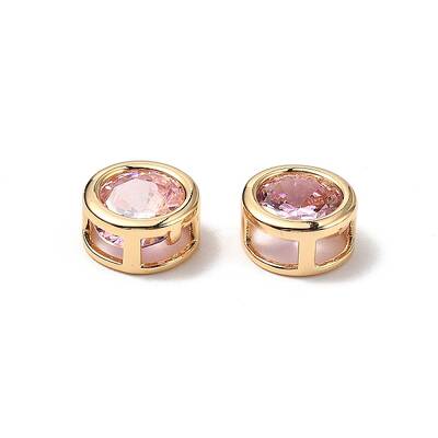 Brass Micro Pave Cubic Zirconia Beads
