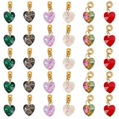 30Pcs 6 Color Glass Pendant