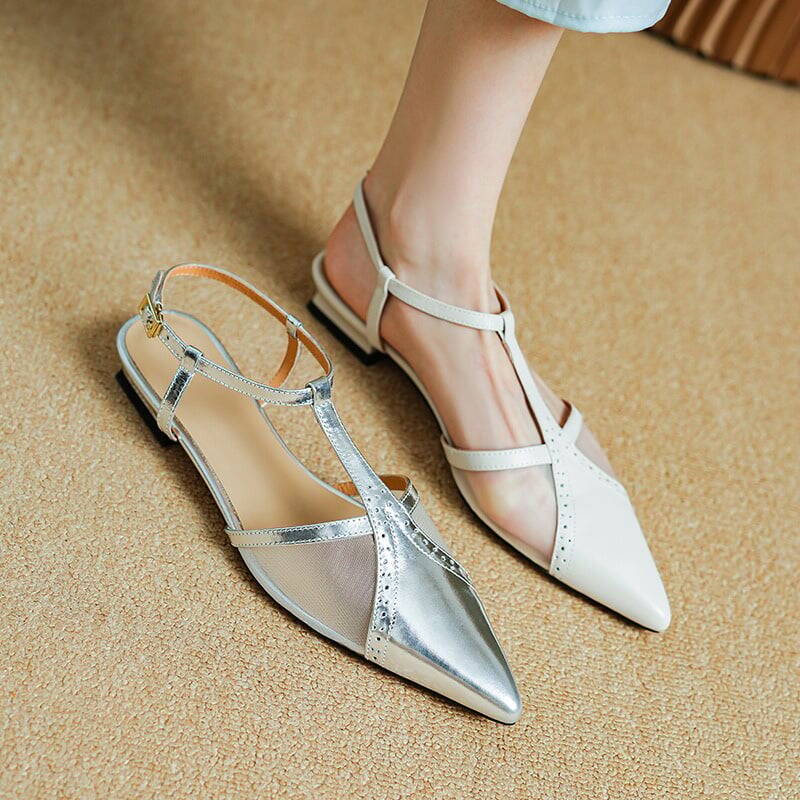 CHIKO Zulecia Pointy Toe Block Heels T-Strap Shoes