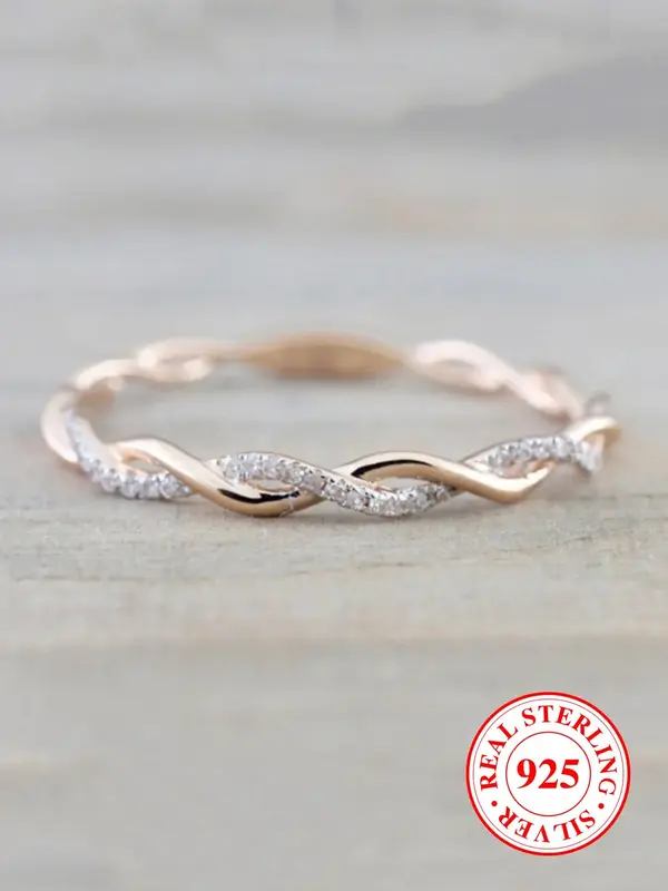 S925 Sterling Silver Infinity Design Ring, Fashion Accessories for Women & Girls, Trendy All-match & Exquisite Jewelry for Bi...