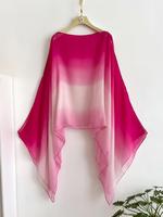 Women's Ombre Pink Print Viscose Shawl, Casual Versatile Pastel Wrap Scarf for All Seasons, Fashion Chic Accessories for Wome...