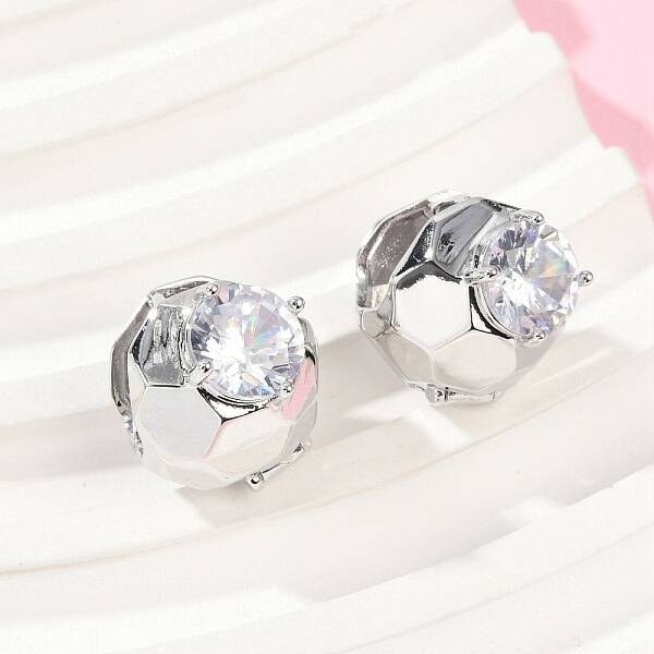 Brass Clear Cubic Zirconia Hoop Earrings
