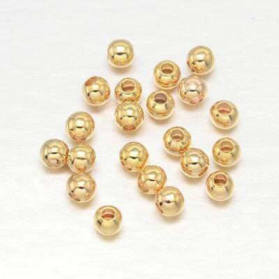 Real 18K Gold Plated Brass Round Spacer Beads