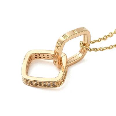 Brass Micro Pave Clear Cubic Zirconia Pendant Necklaces for Women