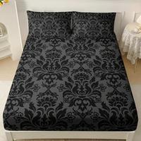 Baroque Design Floral Pattern Bedding Set, 3 Counts/set Including 1 Count Fitted Sheet & 2 Counts Pillowcase without Filler, ...