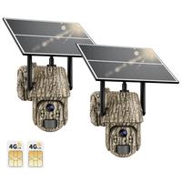 2 Pack 4G LTE Cellular Trail Cameras, Unlimited Data Plan, 360°Full View Live Video, 2K HD Game Camera with Solar Power, Sec...